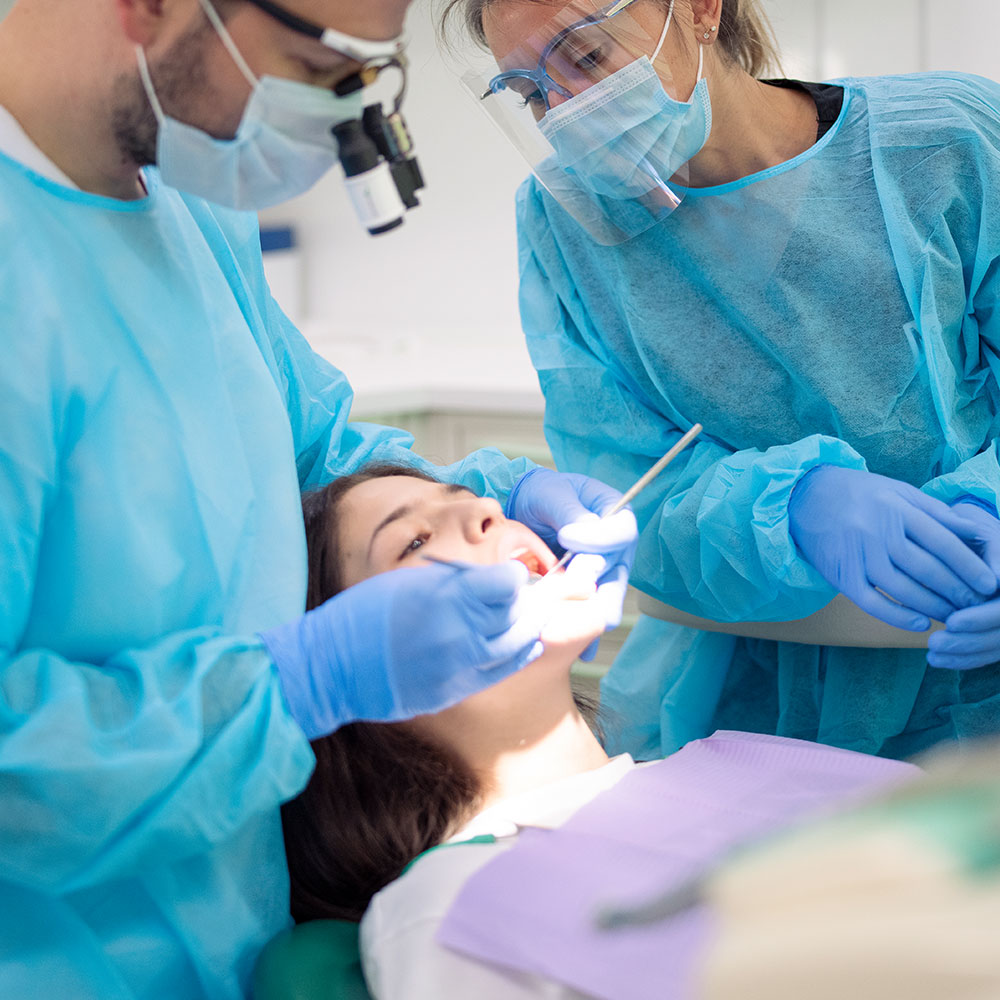 Dental patient smiling near Paramount
